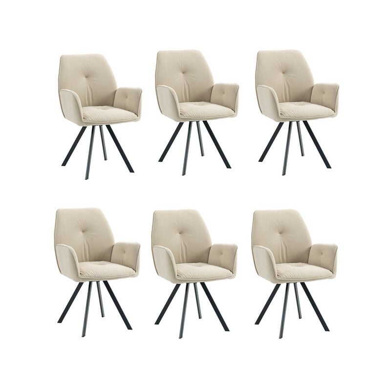 foto del prodotto set di 6 comode sedie da sala da pranzo in tessuto beige con braccioli beige meubles cosy