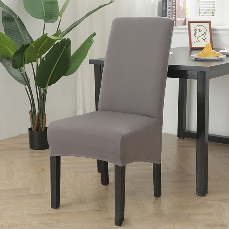 foto del prodotto set di 6 coprisedie elasticizzati per sedie da pranzo, universali, grandi, lavabili, facili da pulire, per l arredamento del soggiorno grigio 