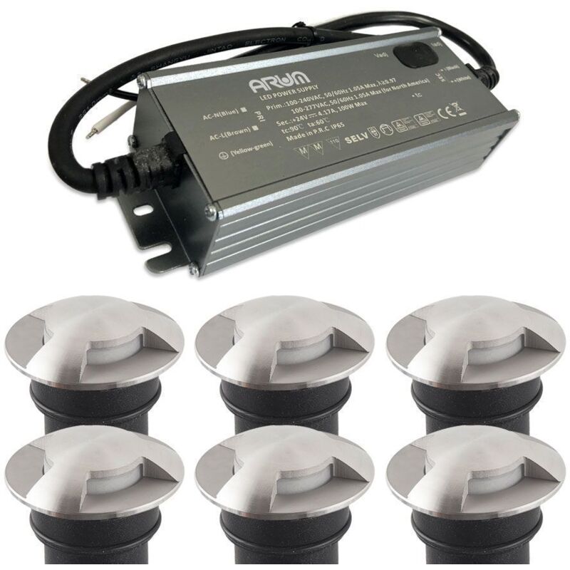 foto del prodotto set di 6 faretti da incasso a terra 3w mini canyon ip67 12v con trasformatore selv 50w ip67 temp rature de couleur bianco neutro 4000k