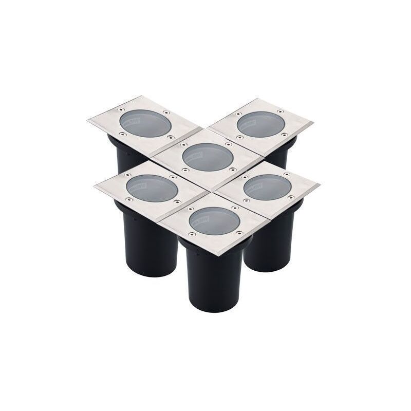 foto del prodotto set di 6 faretti da incasso ip67 canyon acciaio inox 304 gu10 rettificato quadrato