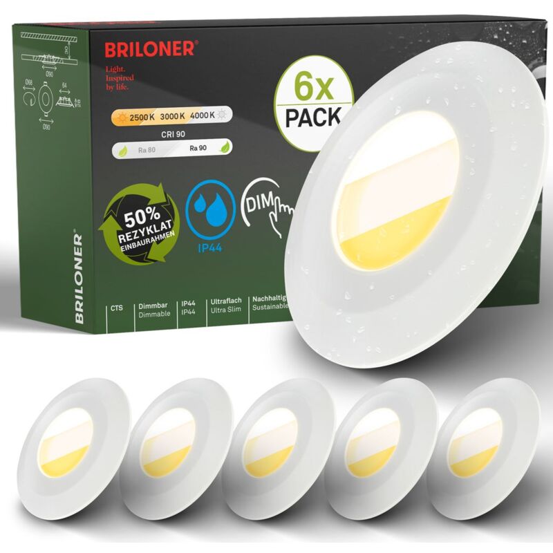 foto del prodotto set di 6 faretti led da incasso per bagno faretti led da incasso per bagno cts dimmerabili ra90