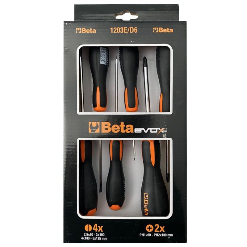foto del prodotto set di 6 giraviti beta evox punta phillips e taglio impugnatura ergonomica 012031006
