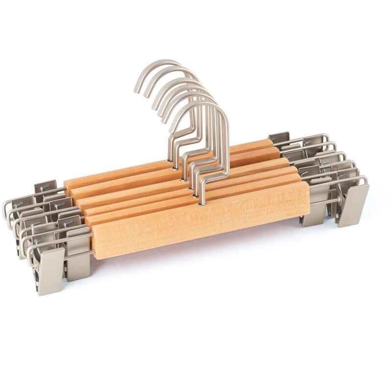 foto del prodotto set di 6 grucce in legno rita con clip sklum