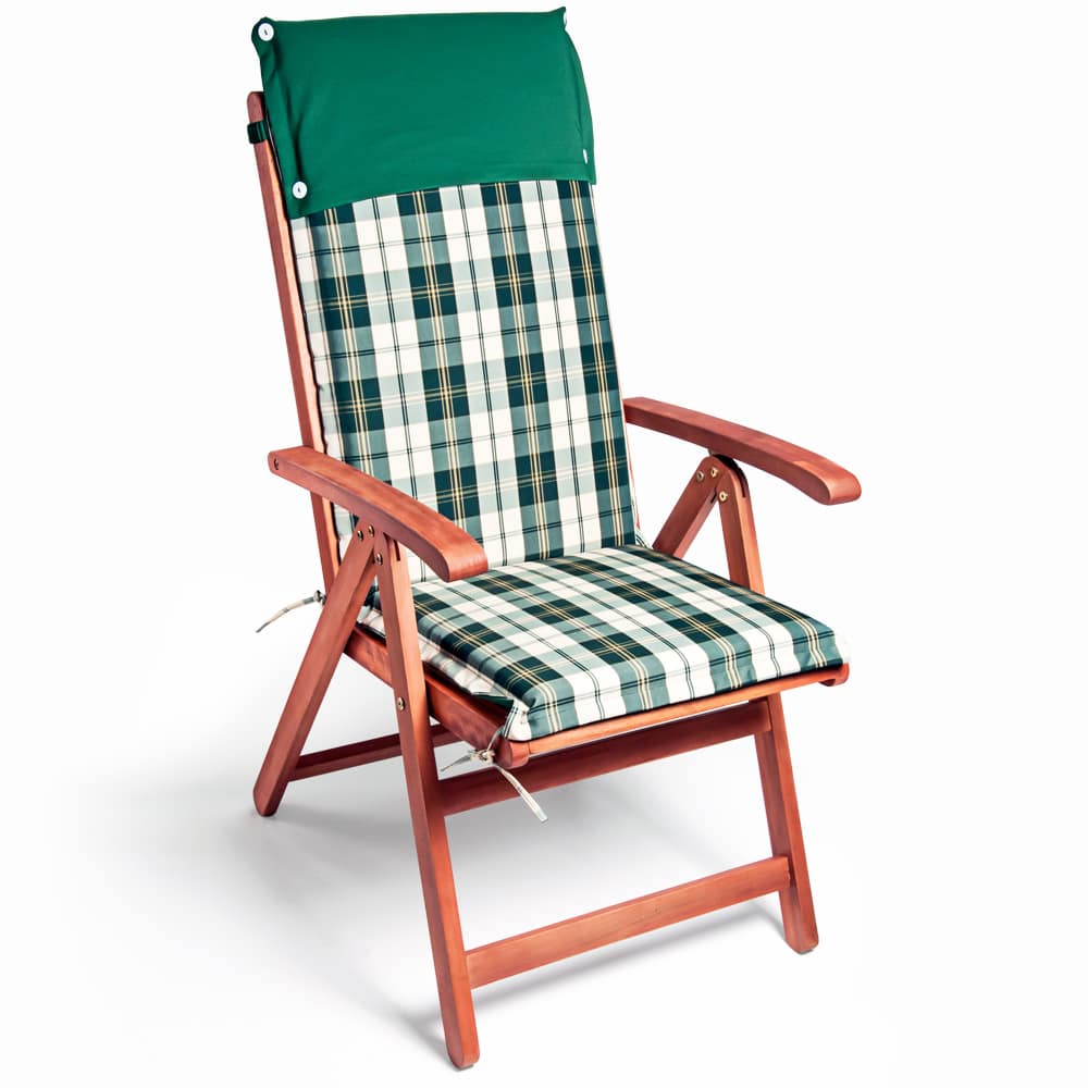 foto del prodotto set di 6 imbottiture per sedia verde bianco a scacchi