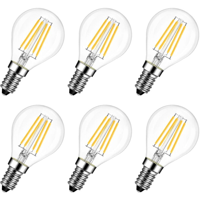foto del prodotto set di 6 lampadine led e14 6w 2700k sostituisce lampada rustica da 60w, stile filamento bianco caldo 
