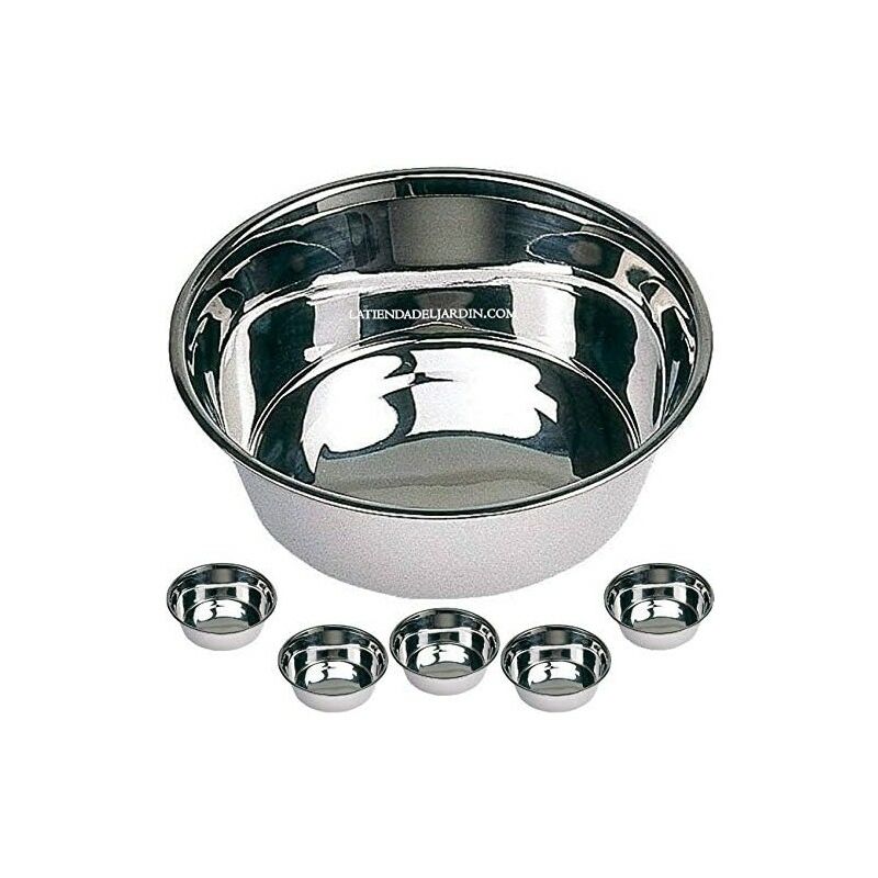 foto del prodotto set di 6 mangiatoia abbeveratoio per cani 21 cm. ciotola 1,75 litri. cani e gatti in acciaio inossidabile