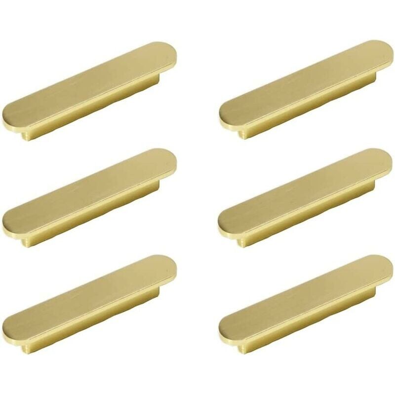foto del prodotto set di 6 maniglie dorate, maniglia per mobile da cucina dorata maniglie per mobile, ottone spazzolato, maniglia per mobili, distanza tra i centri