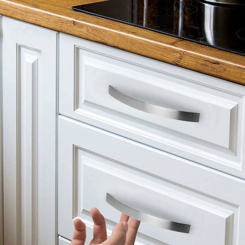 foto del prodotto set di 6 maniglie per mobili da cucina cromo maniglie per porte in nichel spazzolato maniglia da cucina maniglia da cucina in acciaio inox