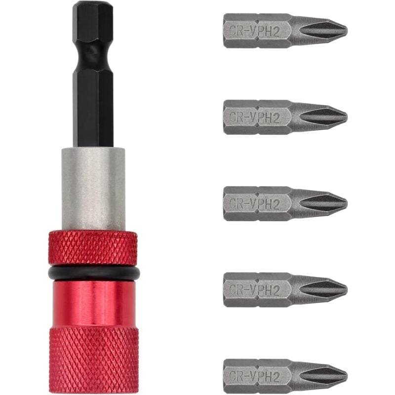 foto del prodotto set di 6 porta punte per cacciavite regolabili, cacciavite esagonale da 1 4, punte per cacciavite magnetiche in acciaio per cartongesso