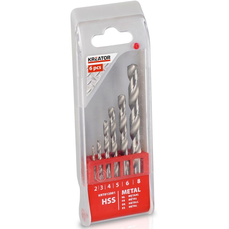 foto del prodotto set di 6 punte in metallo hss kreator coffret 6 punte hss