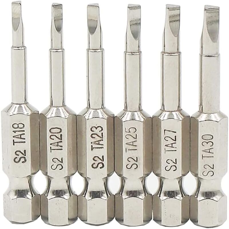 foto del prodotto set di 6 punte per cacciavite a testa triangolare magnetica con gambo esagonale da 1 4 da 50 mm, punte per cacciavite in acciaio s2, punte per