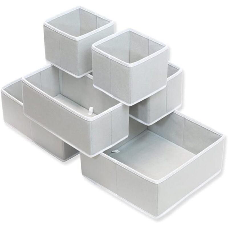 foto del prodotto set di 6 scatole portaoggetti in tessuto antipolvere per armadi, cassettiere, cassetti