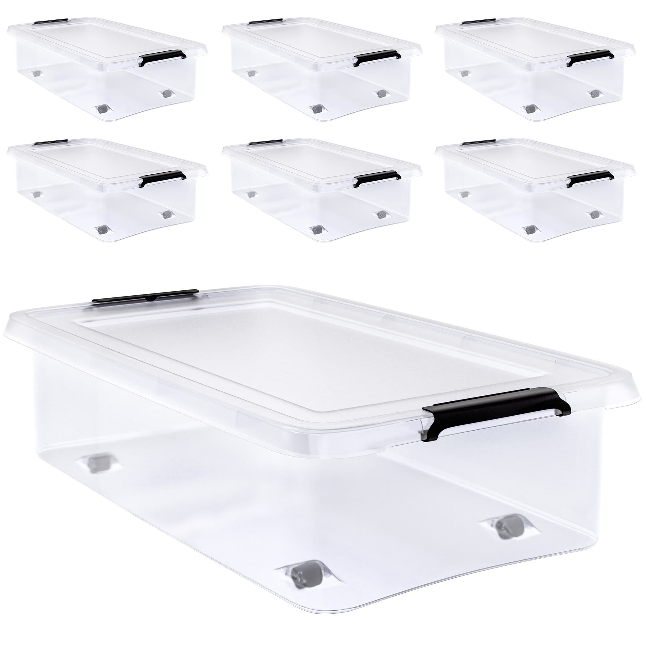 foto del prodotto set di 6 scatole portaoggetti trasparenti 60x40x17cm 30l
