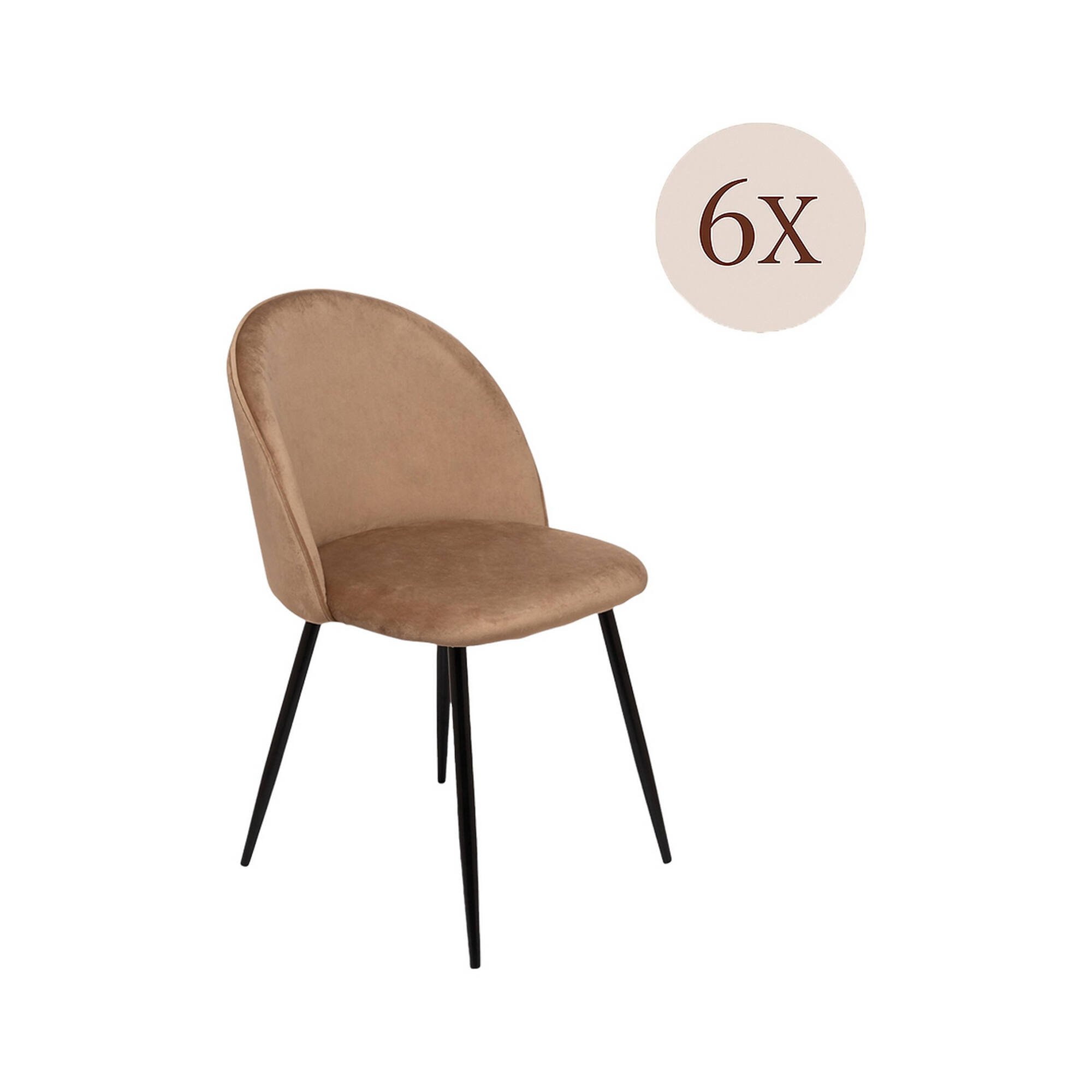 foto del prodotto set di 6 sedie achito, poltrona rivestita in velluto, sedia da pranzo imbottita, seduta per riunioni, 51x54h82 cm, beige