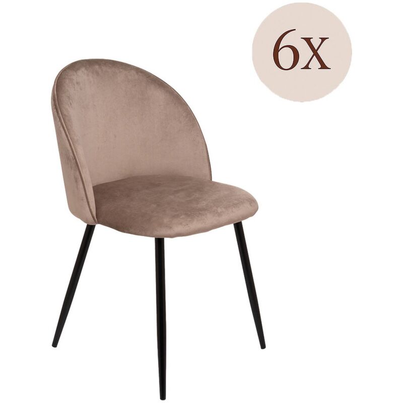foto del prodotto set di 6 sedie achito, poltrona rivestita in velluto, sedia da pranzo imbottita, seduta per riunioni, 51x54h82 cm, tortora dmora