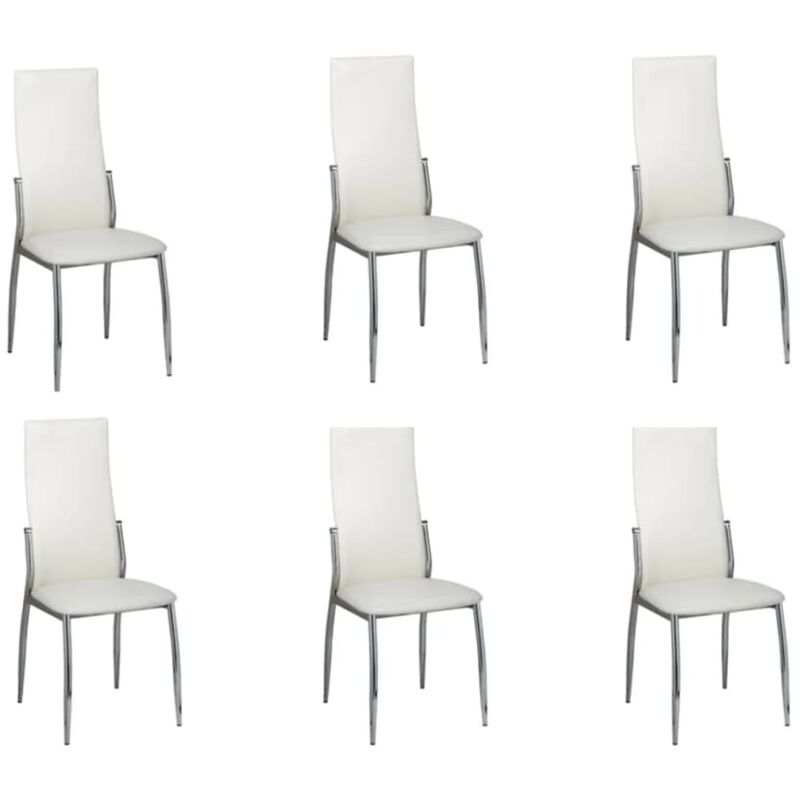 foto del prodotto set di 6 sedie da cucina per sala da pranzo dal design classico con struttura in pvc bianco cromato dec025671