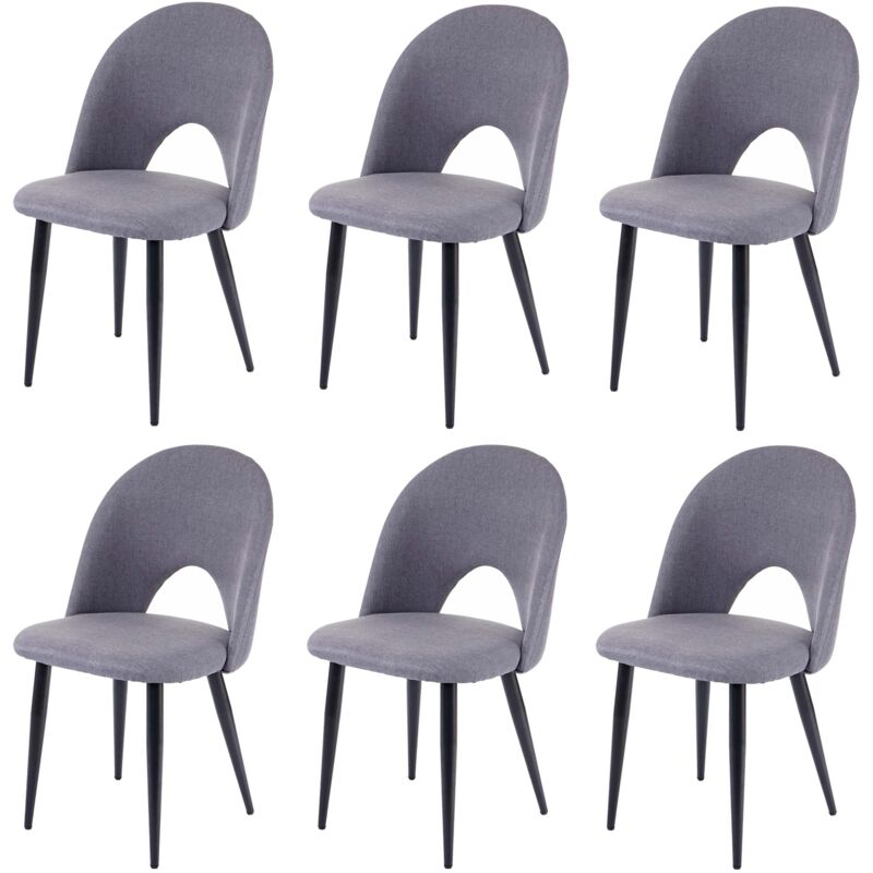 foto del prodotto set di 6 sedie da cucina per sala da pranzo dal design moderno in tessuto e tessuto grigio scuro 040000811