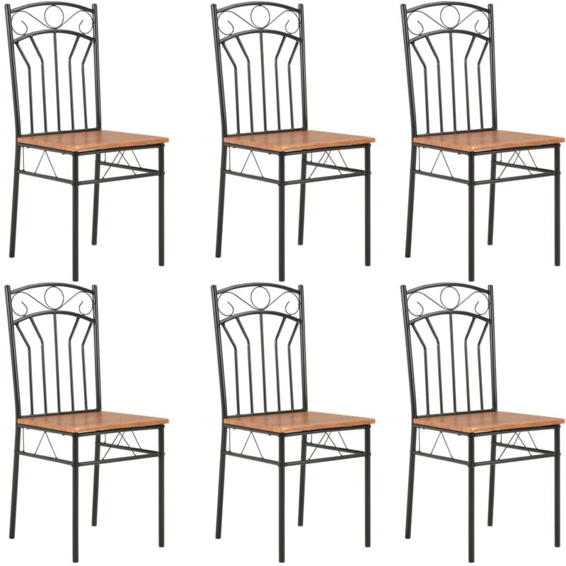 foto del prodotto set di 6 sedie da cucina per sala da pranzo dal design semplice e senza tempo in mdf marrone cds022581