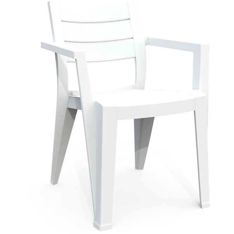 foto del prodotto set di 6 sedie da esterno tregnago, seggiola da giardino, seduta outdoor multiuso, panchina da giardino, 62x59 h79 cm, bianco dmora