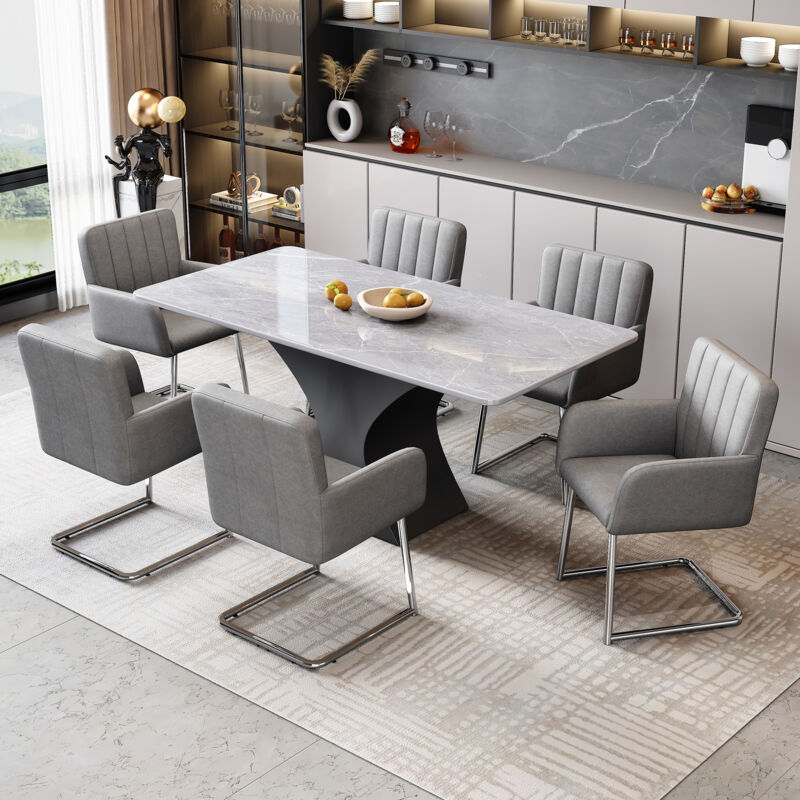 foto del prodotto set di 6 sedie da pranzo a righe verticali, poltroncina imbottita con gambe in metallo a zig zag, poltrona lounge, sedia da soggiorno per camera da