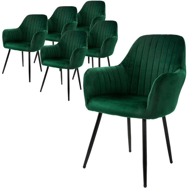 foto del prodotto set di 6 sedie da pranzo con schienale e braccioli verde sedia da cucina con rivestimento in velluto poltroncina imbottita con gambe in metallo sedie