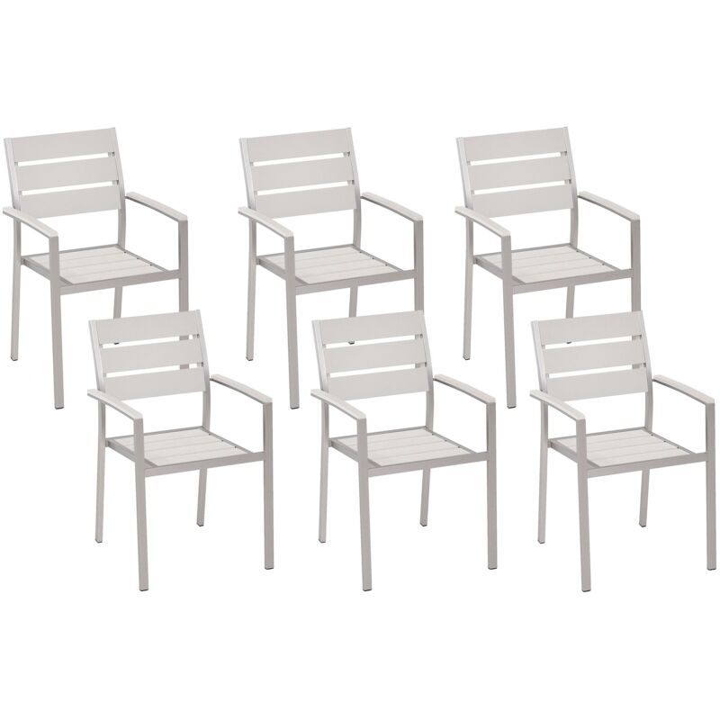 foto del prodotto set di 6 sedie da pranzo in alluminio anodizzato colore bianco vernio