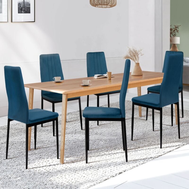 foto del prodotto set di 6 sedie da pranzo in velluto blu julia