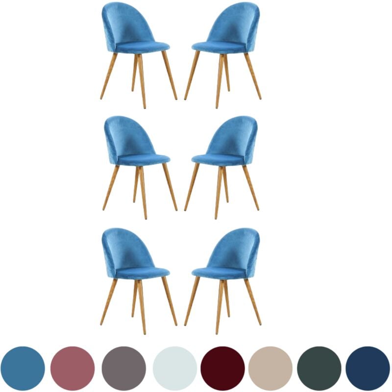 foto del prodotto set di 6 sedie da pranzo lucia velvet sedie da pranzo moderne imbottitura schienale curvo con gambe in legno blu