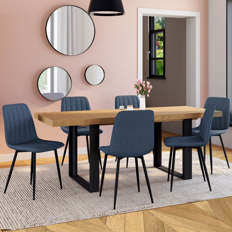 foto del prodotto set di 6 sedie da pranzo mira in tessuto blu