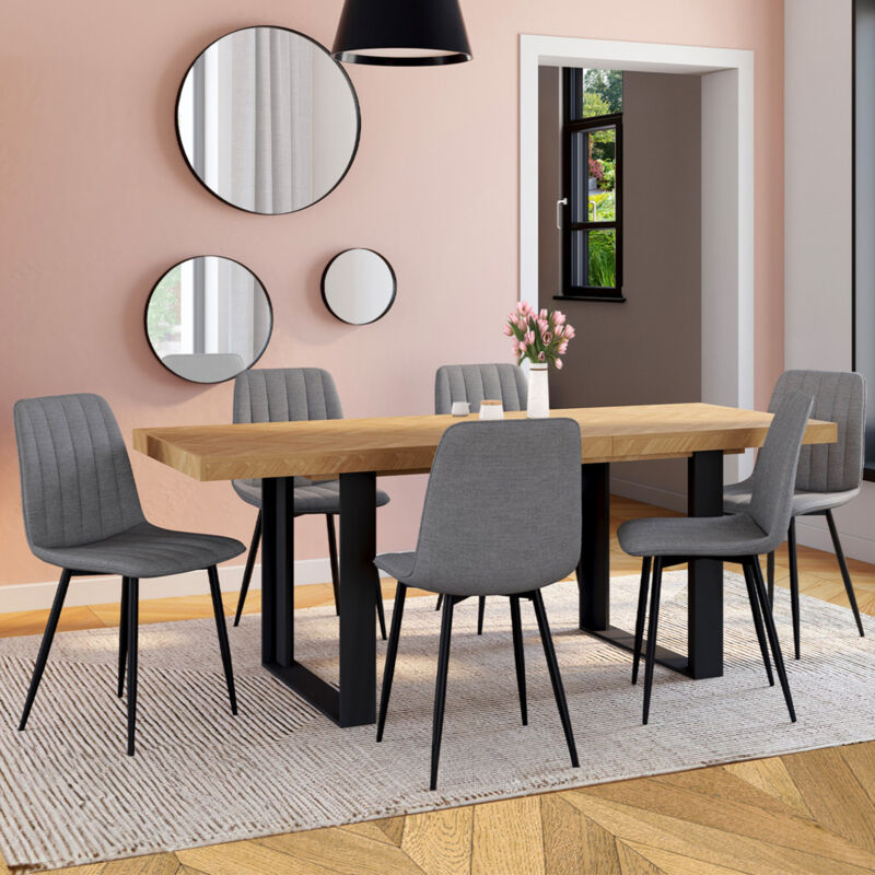 foto del prodotto set di 6 sedie da pranzo mira in tessuto grigio chiaro