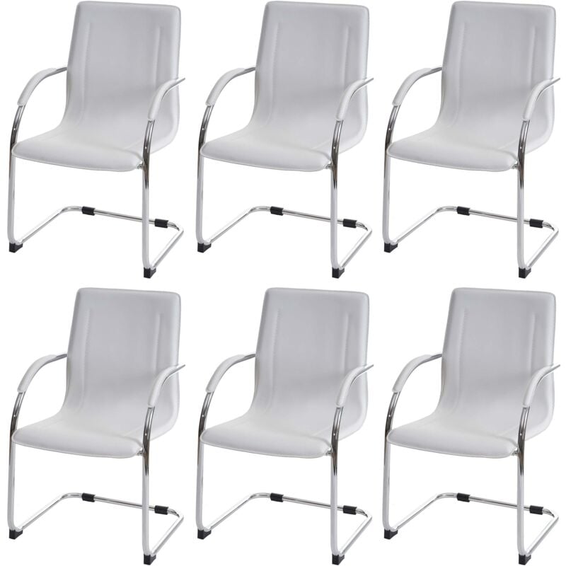 foto del prodotto set di 6 sedie da pranzo per scrivania visitatore in pvc bianco 040001973