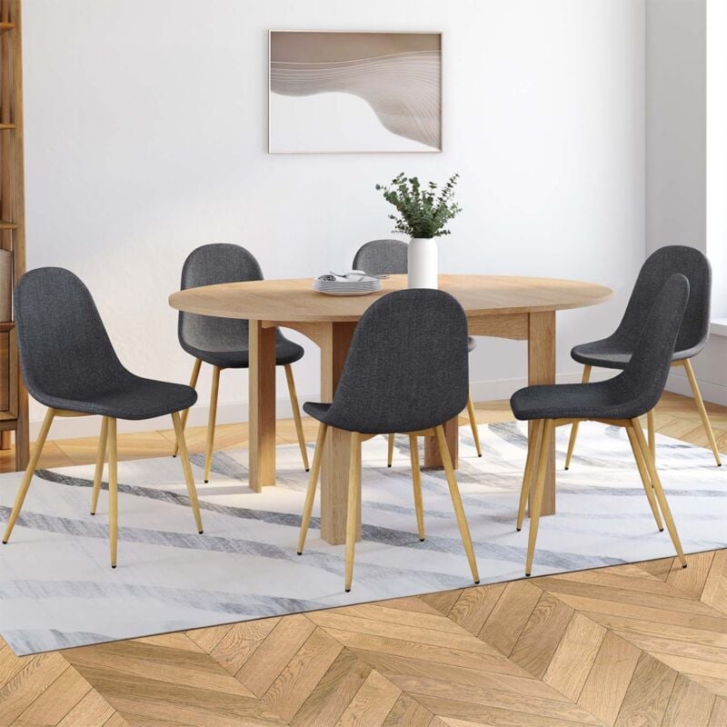 foto del prodotto set di 6 sedie da pranzo scandinave daphne in tessuto grigio scuro