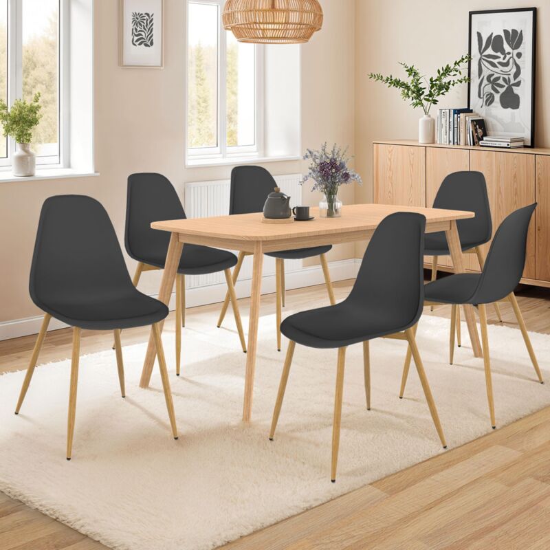 foto del prodotto set di 6 sedie da pranzo scandinave nere dani