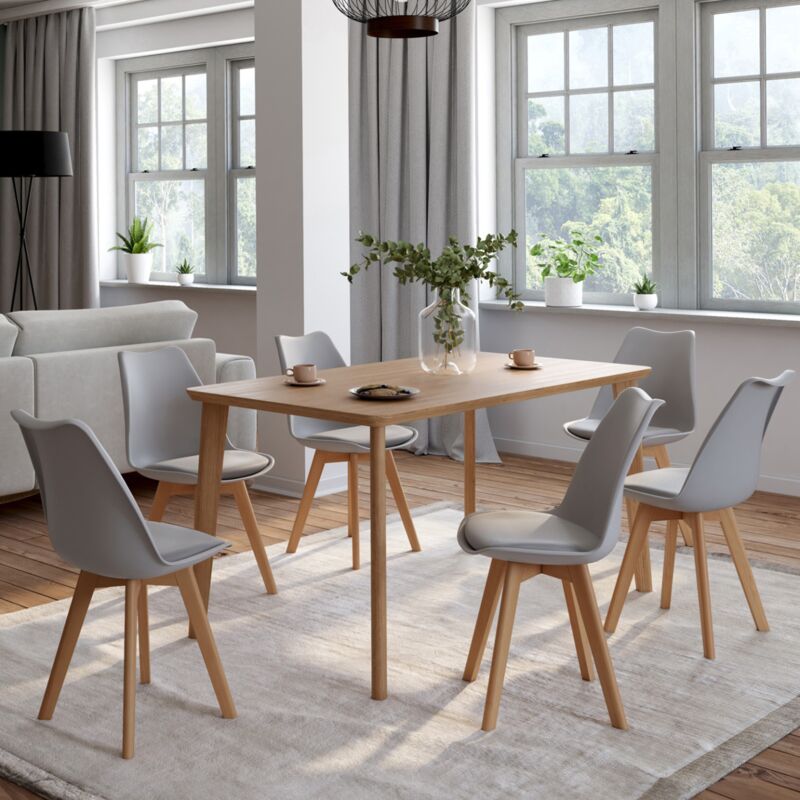 foto del prodotto set di 6 sedie da pranzo scandinave sara, grigio chiaro