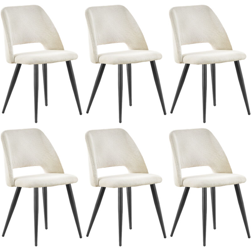 foto del prodotto set di 6 sedie da pranzo,sedia da cucina in velluto a righe, sedia imbottita con gambe indipendenti beige lewe