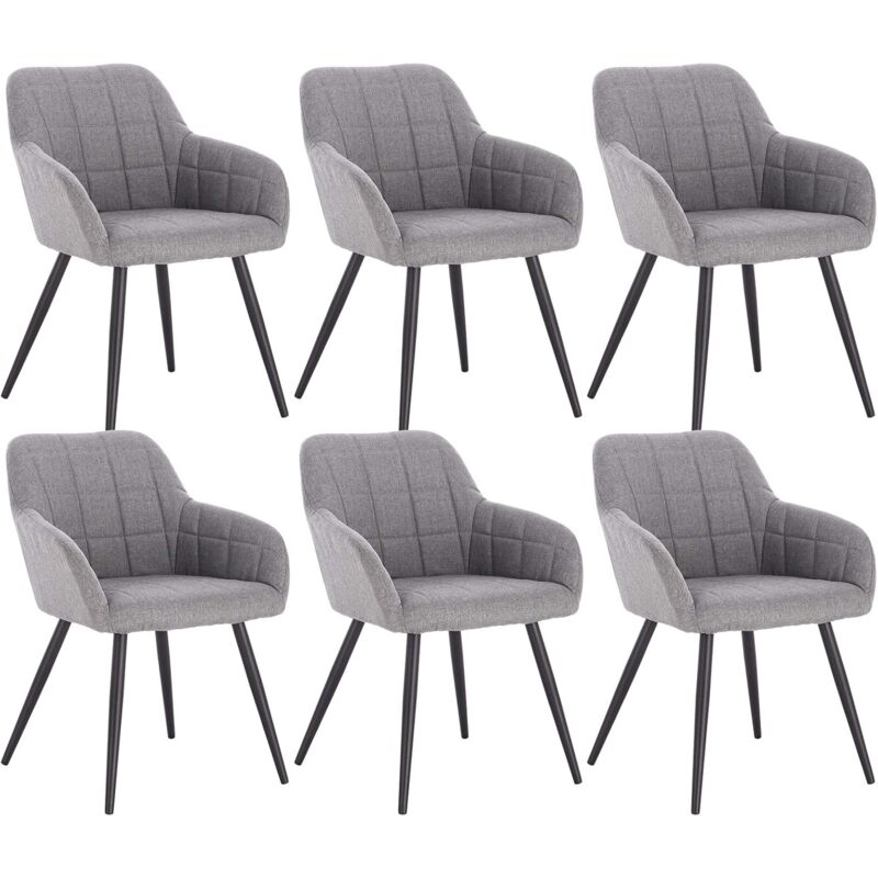 foto del prodotto set di 6 sedie da pranzo, sedie da cucina in lino e metallo 49x43x81cm grigio chiaro woltu