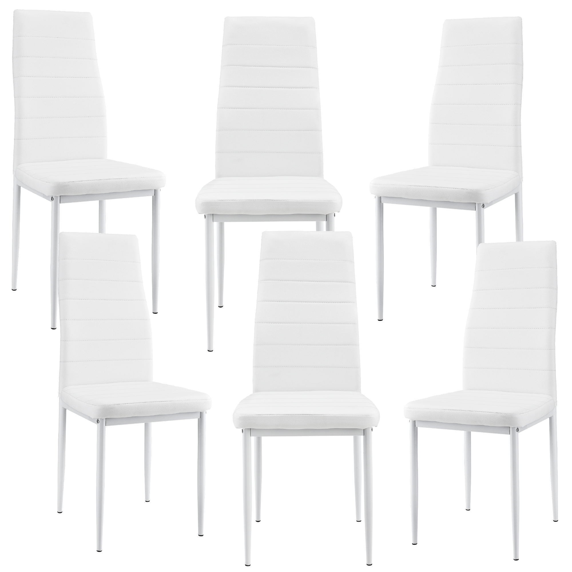foto del prodotto set di 6 sedie da sala pranzo rivestimento in similpelle bianco en.casa 