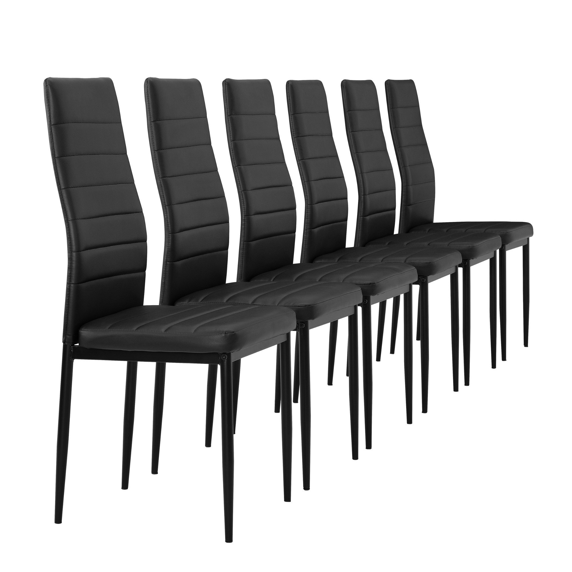 foto del prodotto set di 6 sedie da sala pranzo rivestimento in similpelle nero en.casa 