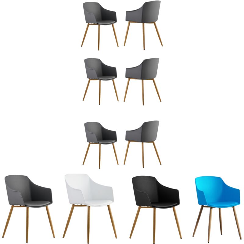 foto del prodotto set di 6 sedie in plastica eden con cuscini in similpelle sedia da pranzo imbottita per sala da pranzo, cucina grigio