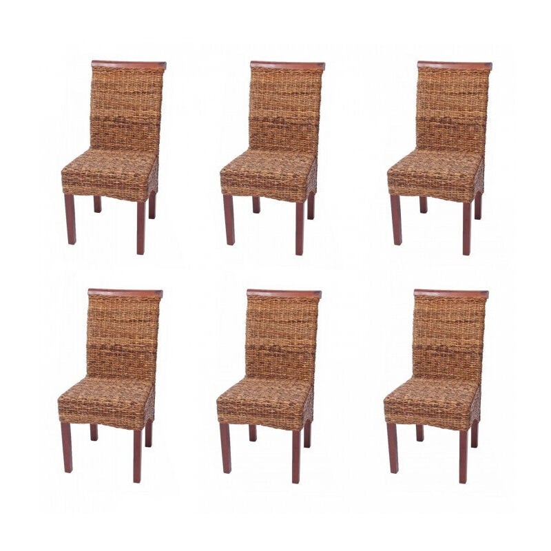 foto del prodotto set di 6 sedie in rattan banana intrecciato con gambe marroni cds04203