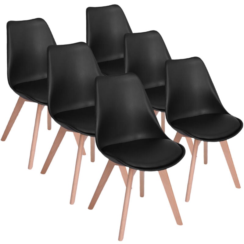 foto del prodotto set di 6 sedie nero sedia scandinava gambe in legno 6 sedie in una confezione 