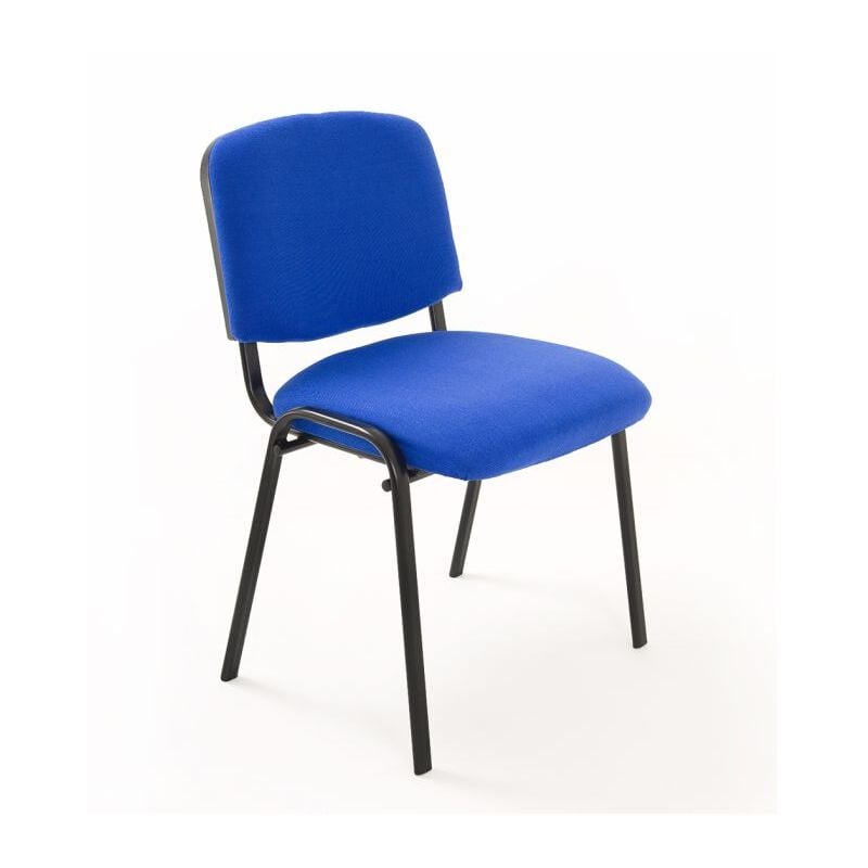 foto del prodotto set di 6 sedie per sala attesa ufficio studio conferenza riunione ospite impilabili imbottite in tessuto blu