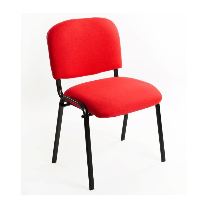 foto del prodotto set di 6 sedie per sala attesa ufficio studio conferenze riunione ospite impilabili imbottite in tessuto rosso