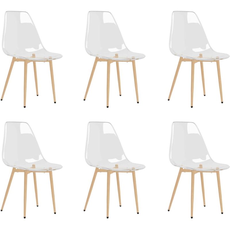 foto del prodotto set di 6 sedie per sala da pranzo dal design moderno con gambe in metallo pet trasparente dec025715