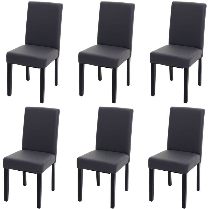 foto del prodotto set di 6 sedie per sala da pranzo dal design moderno in pvc grigio opaco gambe in legno scuro 040007659