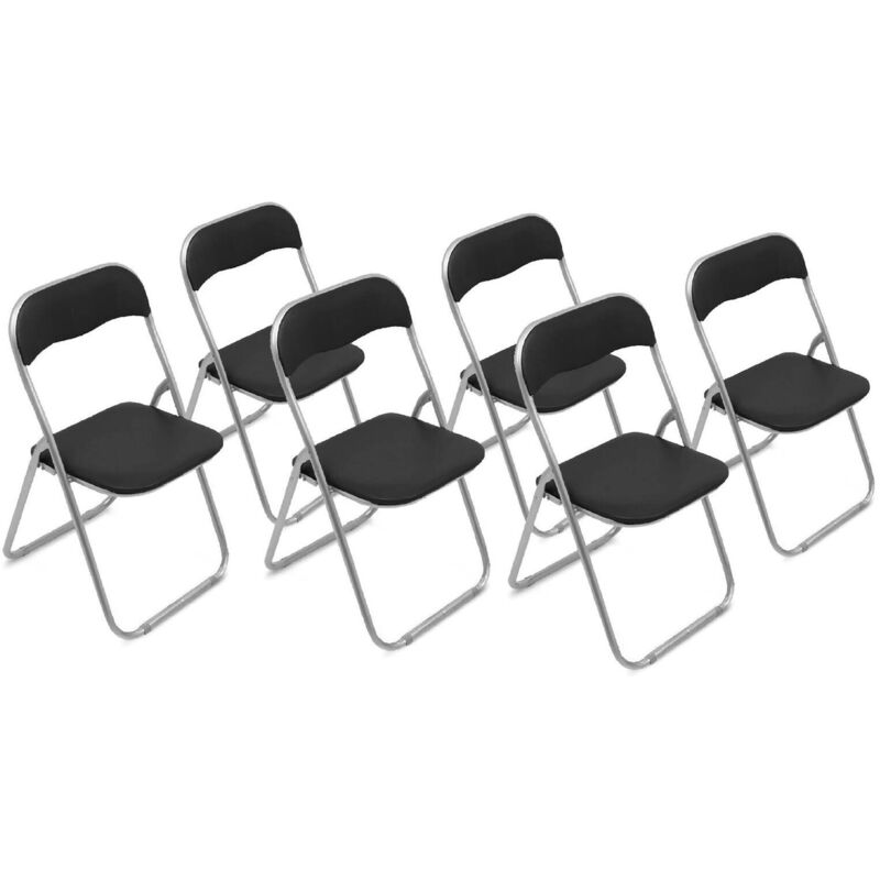 foto del prodotto set di 6 sedie pieghevoli antenore, poltrona salvaspazio, sedia per ospiti, seduta per riunioni in simil ecopelle, 43x47h80 cm, nero dmora