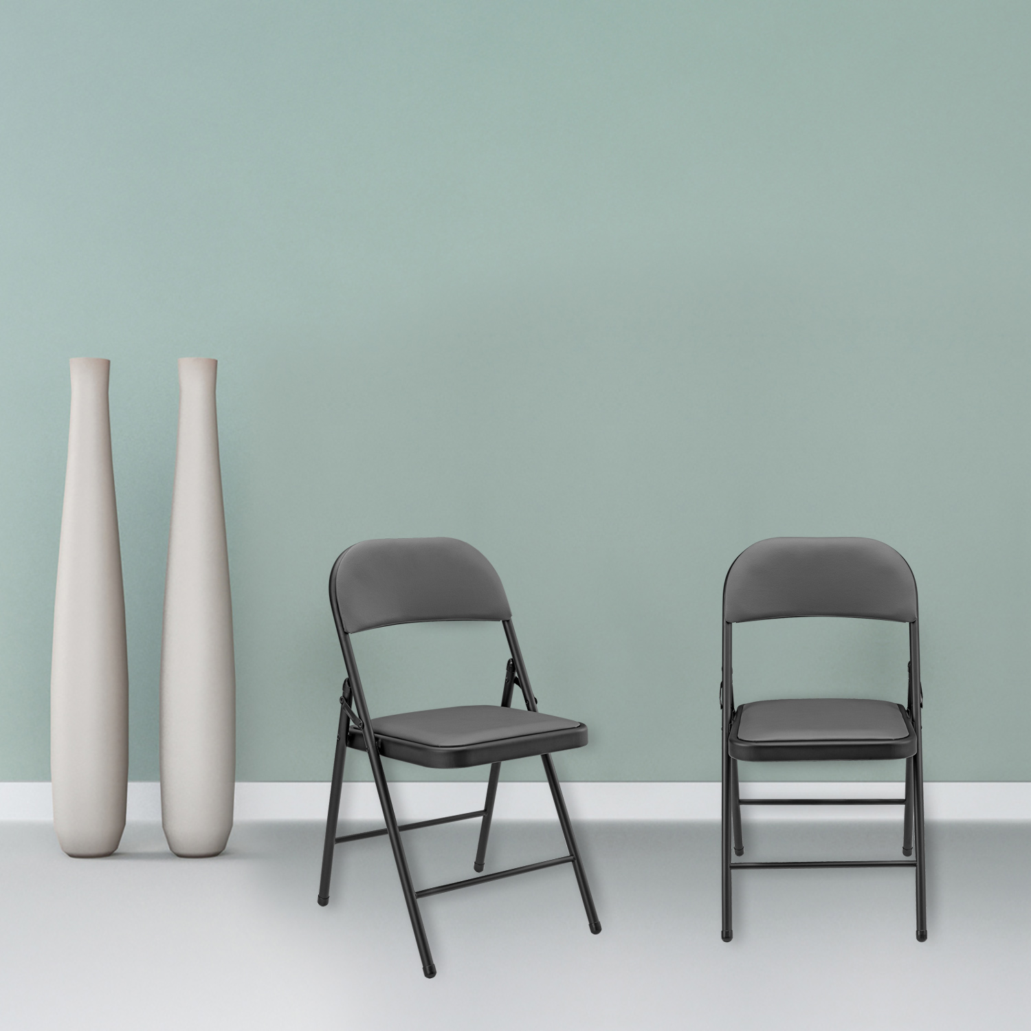 foto del prodotto set di 6 sedie pieghevoli da conferenza con telaio in metallo 80 x 46 x 50 cm grigio pro.tec