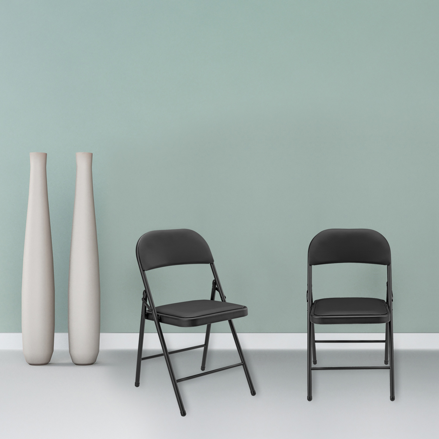 foto del prodotto set di 6 sedie pieghevoli da conferenza con telaio in metallo 80 x 46 x 50 cm nero pro.tec
