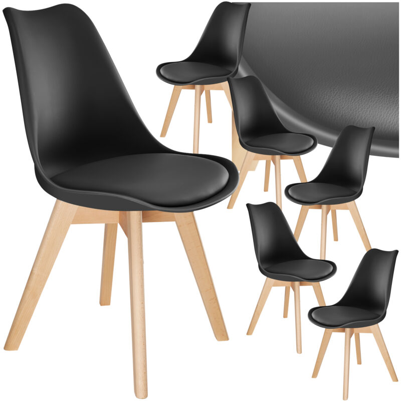 foto del prodotto set di 6 sedie sala da pranzo stile scandinavo ergonomiche nero/nero