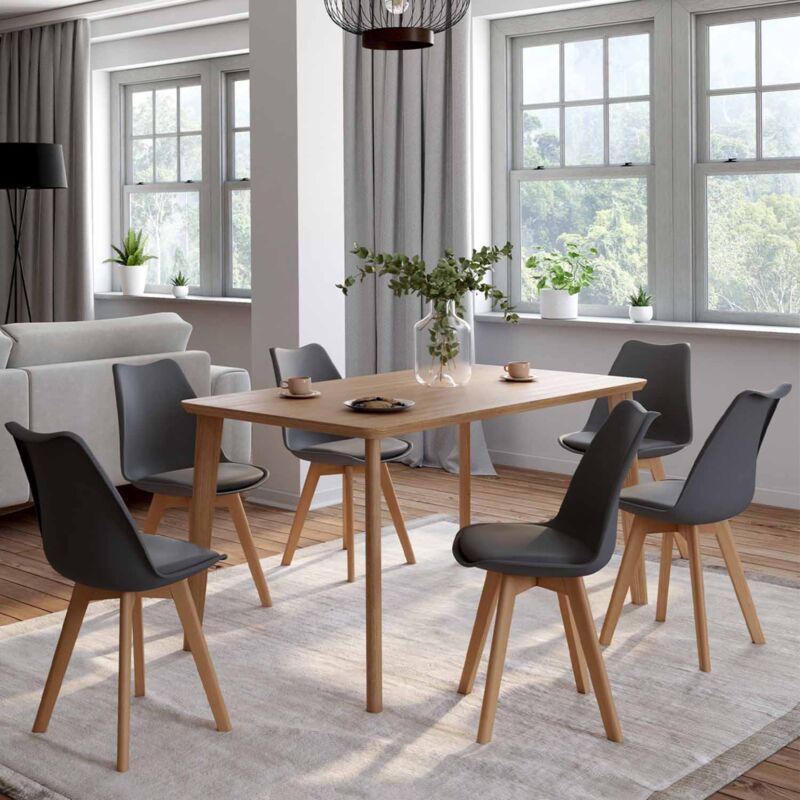 foto del prodotto set di 6 sedie sara grigio scuro per sala da pranzo